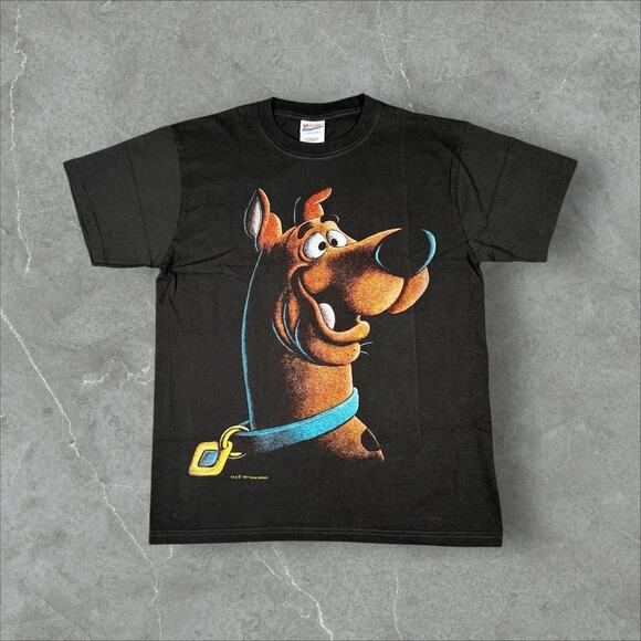 Vintage 1997 Scooby-Doo Shadow Blackout Size Large RARE Black Reprint T-Shirt - Picture 1 of 8